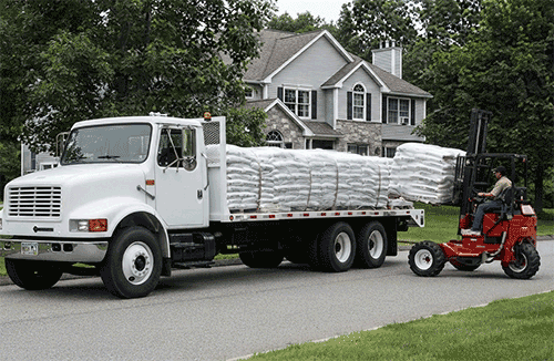 Truck unloading in the street